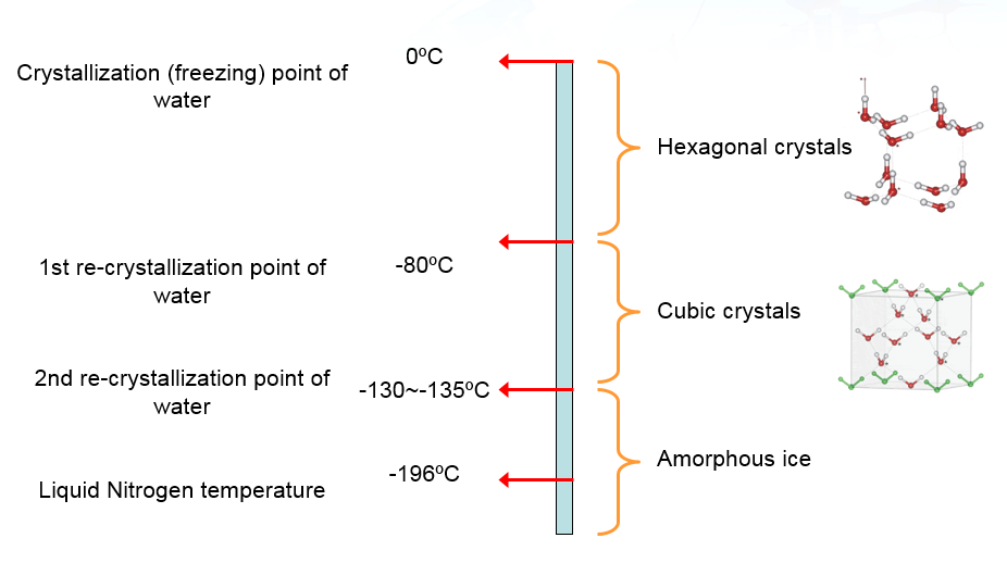 Points de cristallisation de l'eau Congélateur cryogénique Biobank